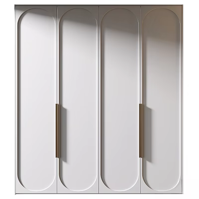 Modern White Storage Cabinet Featuring Sleek Gold Handles For Home Organization 3d model