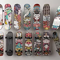 Colorful Cartoon Designed Skateboards As Sports Equipment With Various Art Prints