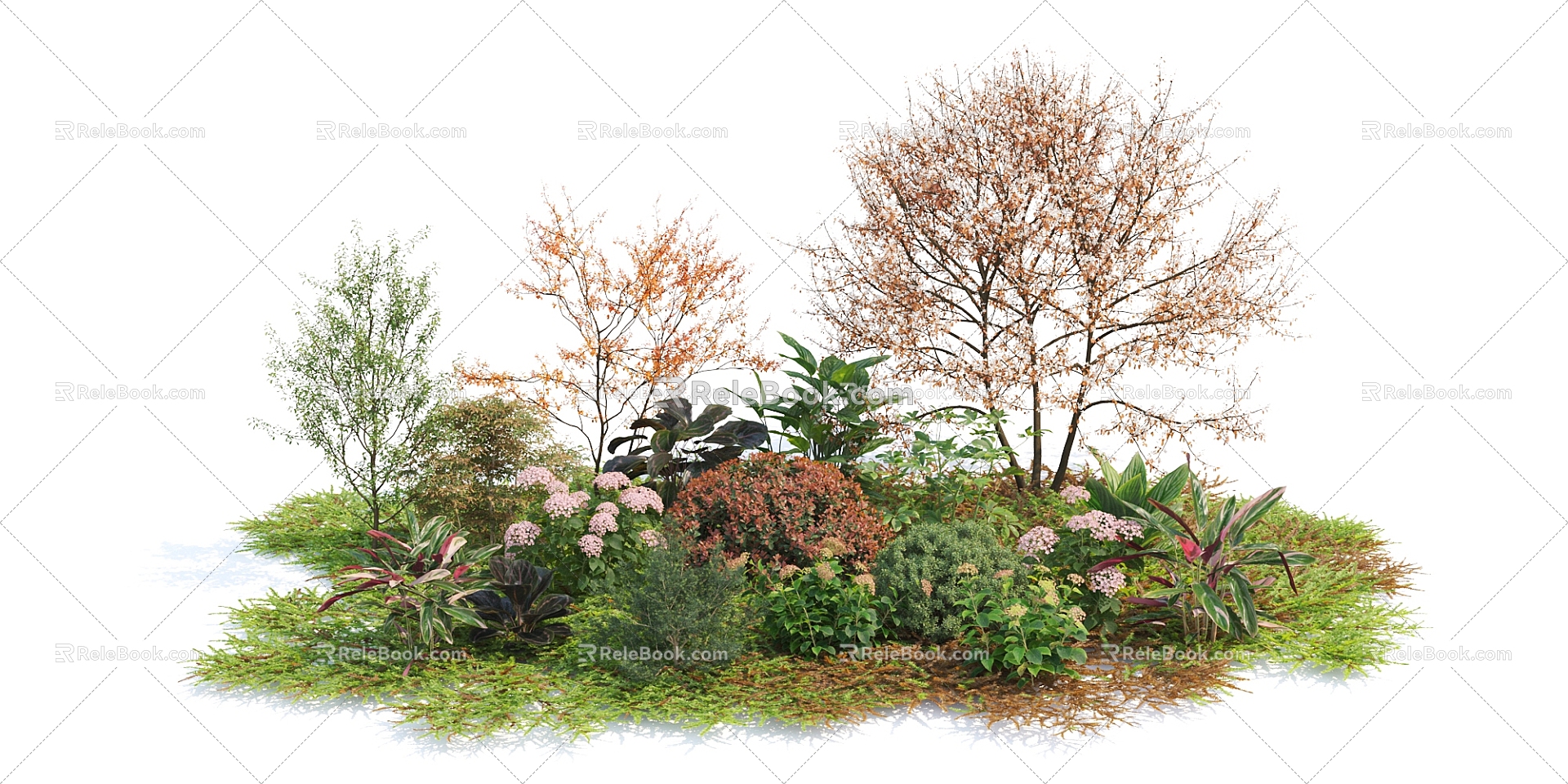 Modern Shrub Autumn Tree Flowers 3d model