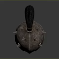 Ancient Warrior Spiked Helmet With Metallic Surface Visor And Top Plume 3d model