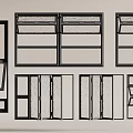 Various Window Designs With Different Frame Styles And Glass Panels 3d model