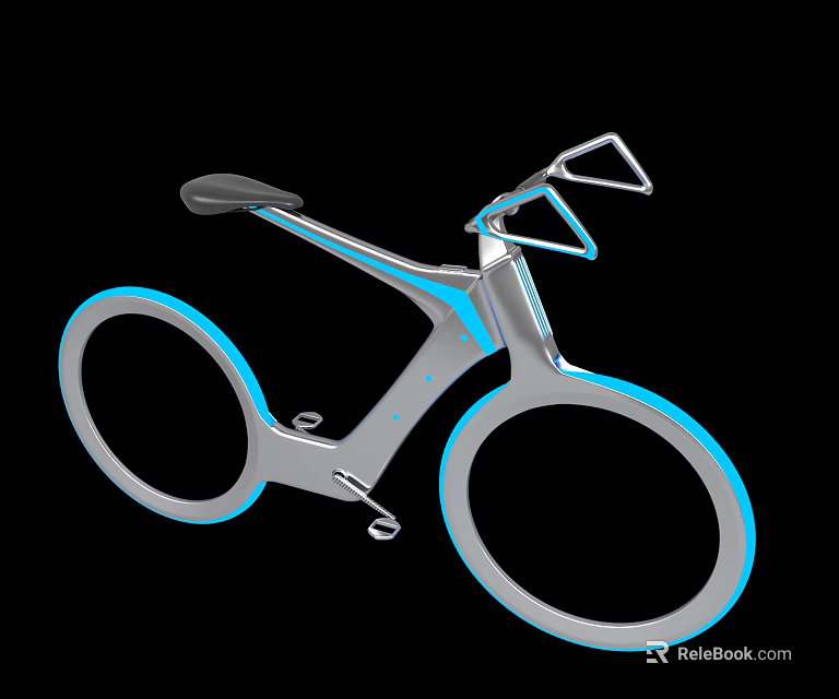 Futuristic Sleek Bicycle With Silver Frame And Blue Accent Wheels 3d model 