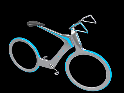 Futuristic Sleek Bicycle With Silver Frame And Blue Accent Wheels 3d model