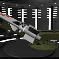 Detailed Military Missile Launcher Weapon Model on Circular Platform with Gray Structure