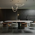 Modern Living And Dining Room Interior With Sofa Fireplace And Floor To Ceiling Windows