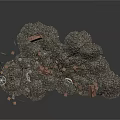 Decorative Stone Building Components With Copper Accents And Textured Surfaces