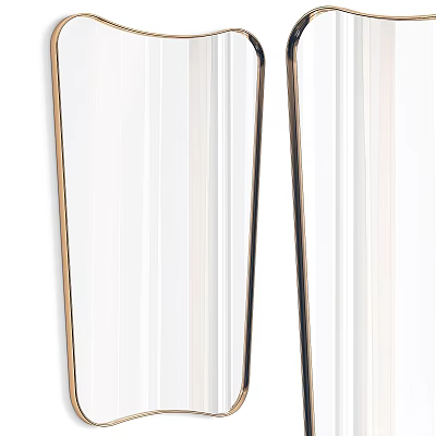 Modern Floor Mirror with Golden and Black Metal Stand for Elegant Home Decor 3d model