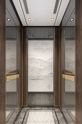 Elevator Car in Chinese Style 3d model