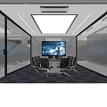 Modern Office Interior With Large Windows City View Office Desk Sofa And Potted Plants