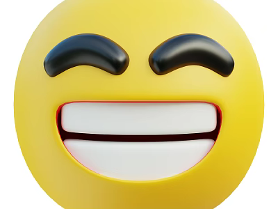Game And Movie Character Yellow Smiling Face With Black Eyebrows And Open Mouth 3d model