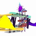 Slide large slide amusement facilities children's park water park shell slide 3d model