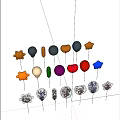 Colorful Decorative Ornament Set With Stars Spheres And Various Shapes For Home Decor