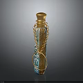 Elegant Gold Blue Decorative Bottle Accessory With Chain Ring Design For Fashion Attire