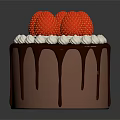 Delicious Chocolate Cake Topped With Fresh Strawberries Whipped Cream And Chocolate Drizzle On Sides