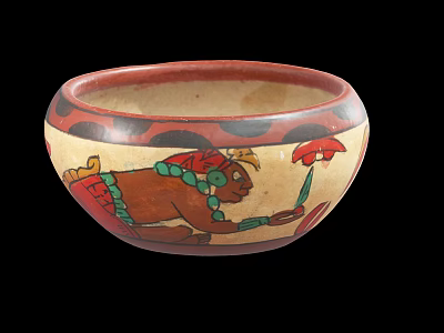 Folk Style Tableware Set With Hand Painted Bowl And Colorful Decorative Patterns 3d model