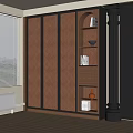 Modern Wooden Bookcase Interior With Multiple Shelves Books And Decorative Items