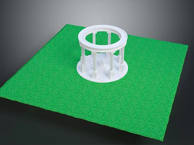 Round White Building Structure With Columns On Green Grass Base 3d model