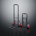 Two Heavy Duty Metal Trolleys With Red Wheels For Transport Use