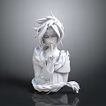 White Haired 3D Game Movie Character With Intricate Outfit And Graceful Hand Pose