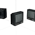 Three Vintage Retro Televisions With Aged Worn Design And Classic Screens
