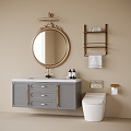 French Hanging Bathroom Cabinet Bathroom Cabinet Mirror Toilet Washstand 3d model