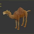 Realistic 3D Camel Model Standing With Open Mouth And Brown Orange Fur On Dark Surface