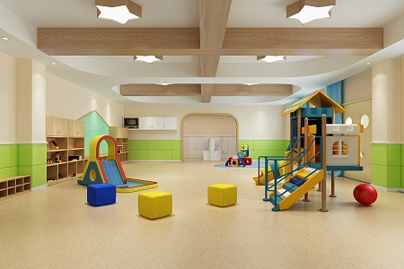 Modern kindergarten early education area 3d model