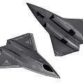 Military Gray Fighter Jet Front And Side Views With Triangular Wings Textured Surface 3d model