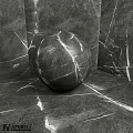 Black Marble Sphere Component With Surface Cracks And Marble Texture Background