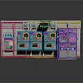 Industrial Equipment Control Panel with Multiple Gauges Buttons Digital Display and Metal Structure