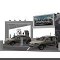 Volkswagen Exhibition Booth With Car Display Showcasing Golf Variant And CrossGolf Vehicles