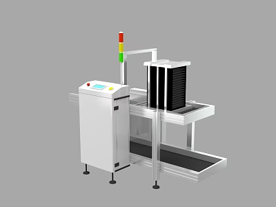 Industrial Conveyor Equipment With Control Panel Indicator Lights And Metal Frame Structure 3d model