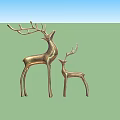 Golden Deer Decorative Ornaments With Two Different Sizes For Home Decor