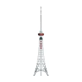 Tall Steel Structure Communication Tower With Red White Sections And Top Antenna Design