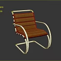 Modern Stylish Accent Chair With Orange Padded Seat And Chrome Metal Frame