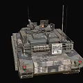 Military Tank Weapon With Camouflage Paint Cannon Tracks And Number P2