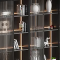 Modern Glass Bookcase With Wooden Frame Open Shelves And Decorative Items