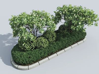 Lush Green Shrubs with Well Trimmed Hedges in Garden Landscape Design 3d model