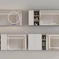 Round Illuminated Mirror For Modern Bathroom With Storage Cabinet And Shelves