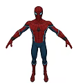 Spider Man Game Movie Character in Red Blue Suit With Spider Emblem Outstretched Arms