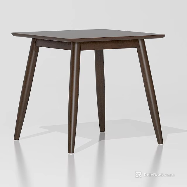 Modern Minimalist Square Dark Brown Dining Table With Slim Legs Design 3d model