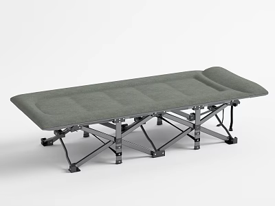 Gray Folding Bed With Metal Frame And Portable Design For Home Use 3d model