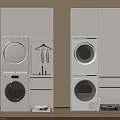 Modern White Balcony Cabinet With Washing Machine Dryer Hanging Rack And Storage