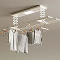 Ceiling Mounted Clothes Drying Rack Featuring Metal Structure Spring And Hanging Garments 3d model