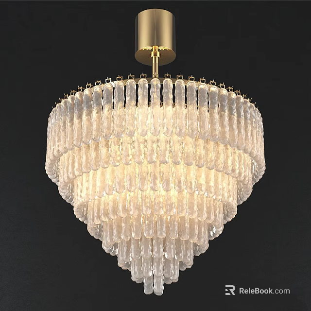 Elegant Modern Transparent Crystal Chandelier With Multi Layer Design And Illuminated Light 3d model 