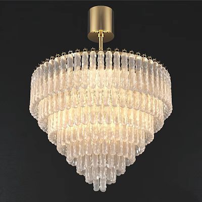 Elegant Modern Transparent Crystal Chandelier With Multi Layer Design And Illuminated Light 3d model