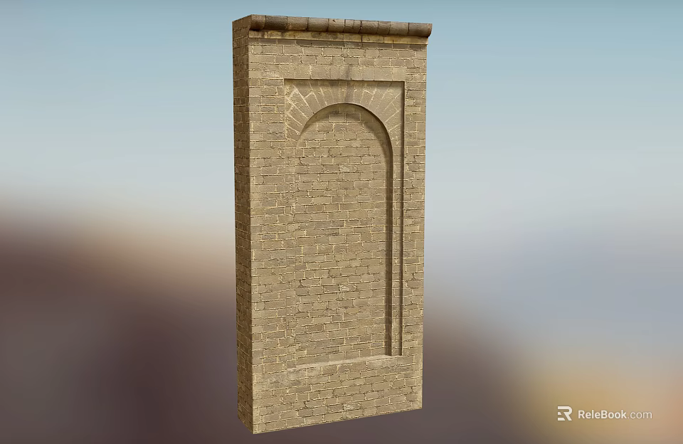 Building Exterior Wall With Brick Structure And Arched Design Decorative Top 3d model