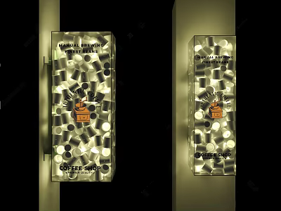 Public Coffee Vending Machine With Illuminated Design And Coffee Cup Icons 3d model