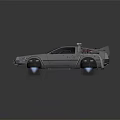 Black Futuristic Floating Car with Gull Wing Doors Rear Fins and Glowing Lights