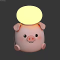 Cute Pig Shaped Pink Table Lamp With Yellow Light Bulb And Adorable Design
